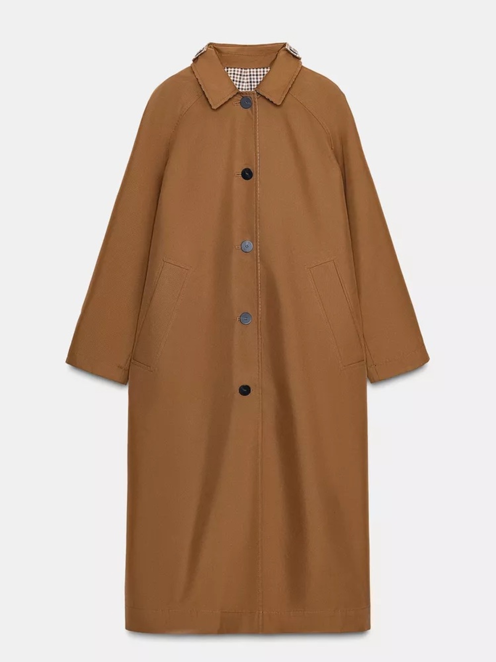 Zara Reversible Long Caramel Trench Coat - Picture 8 of 16